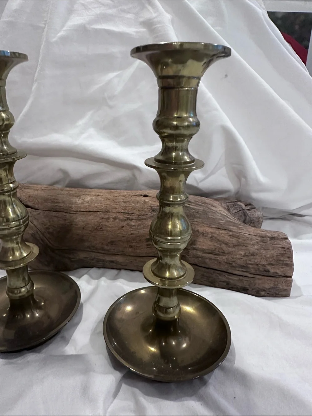 Vintage Heavy Solid Brass Candlesticks Pair Wilton Brass Co Mark 3.12 lbs MCM